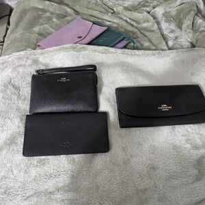 Coach Black Leather Wallet Set